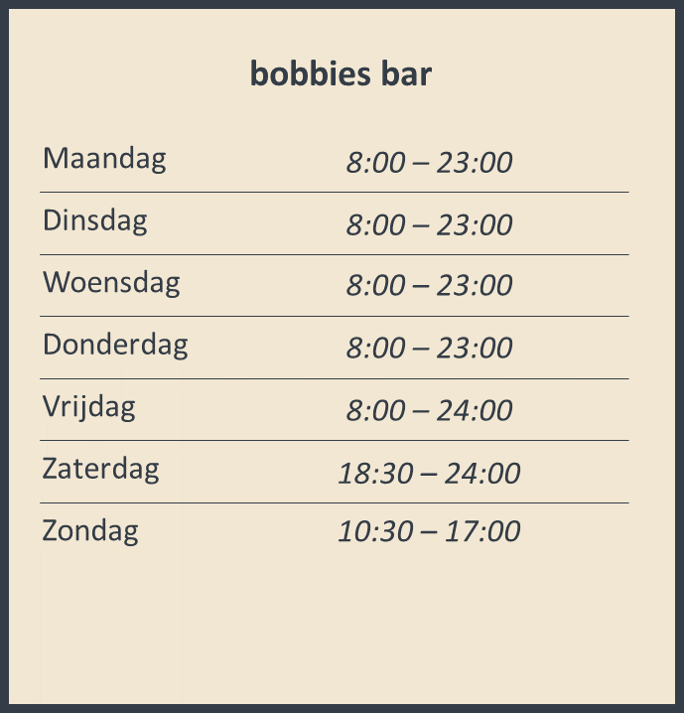 bobbies bar heures d'ouverture